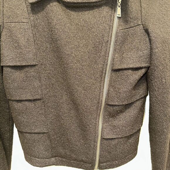 Mac & Jac Womens Wool Blend Full Asymmetrical Lined Cropped Jacket Black S - Picture 3 of 8